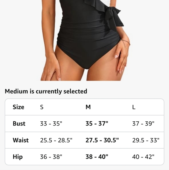 Black and White Ruffled One-Piece Swimsuit With Tummy Control NWT - Picture 5 of 16